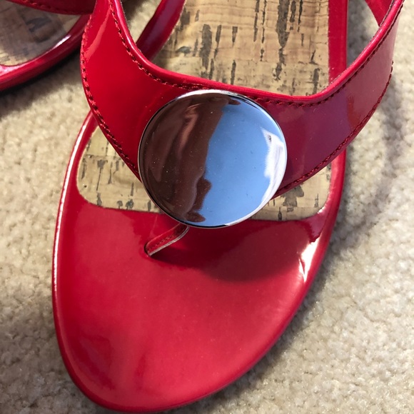 Red Patent Sandals; - Picture 3 of 7